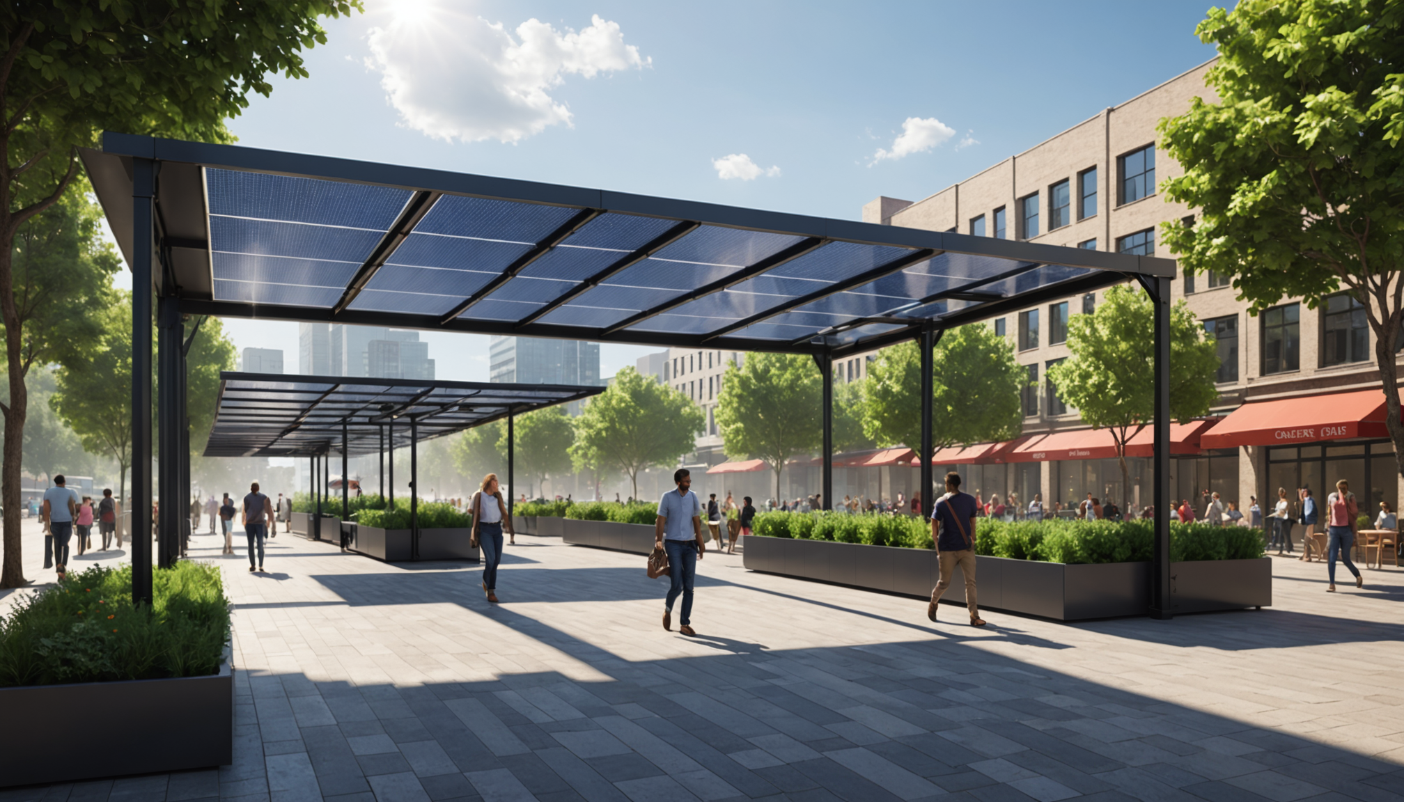 découvrez comment le solaire urbain contribue à la fraîcheur grâce aux ombrières, brumisateurs et matériaux innovants pour un environnement plus agréable et durable.