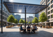 Solaire urbain et fraîcheur : ombrières – brumisateurs – matériaux