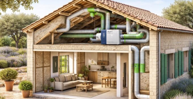 améliorez le confort thermique de votre habitation en provence grâce à l'isolation avec laine de roche rockwool et la ventilation efficace via vmc double flux aldes pour une maison saine et économique.