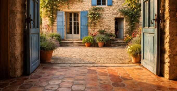 Rénover une maison provençale avec tomettes anciennes, murs en pierre et volets bleus